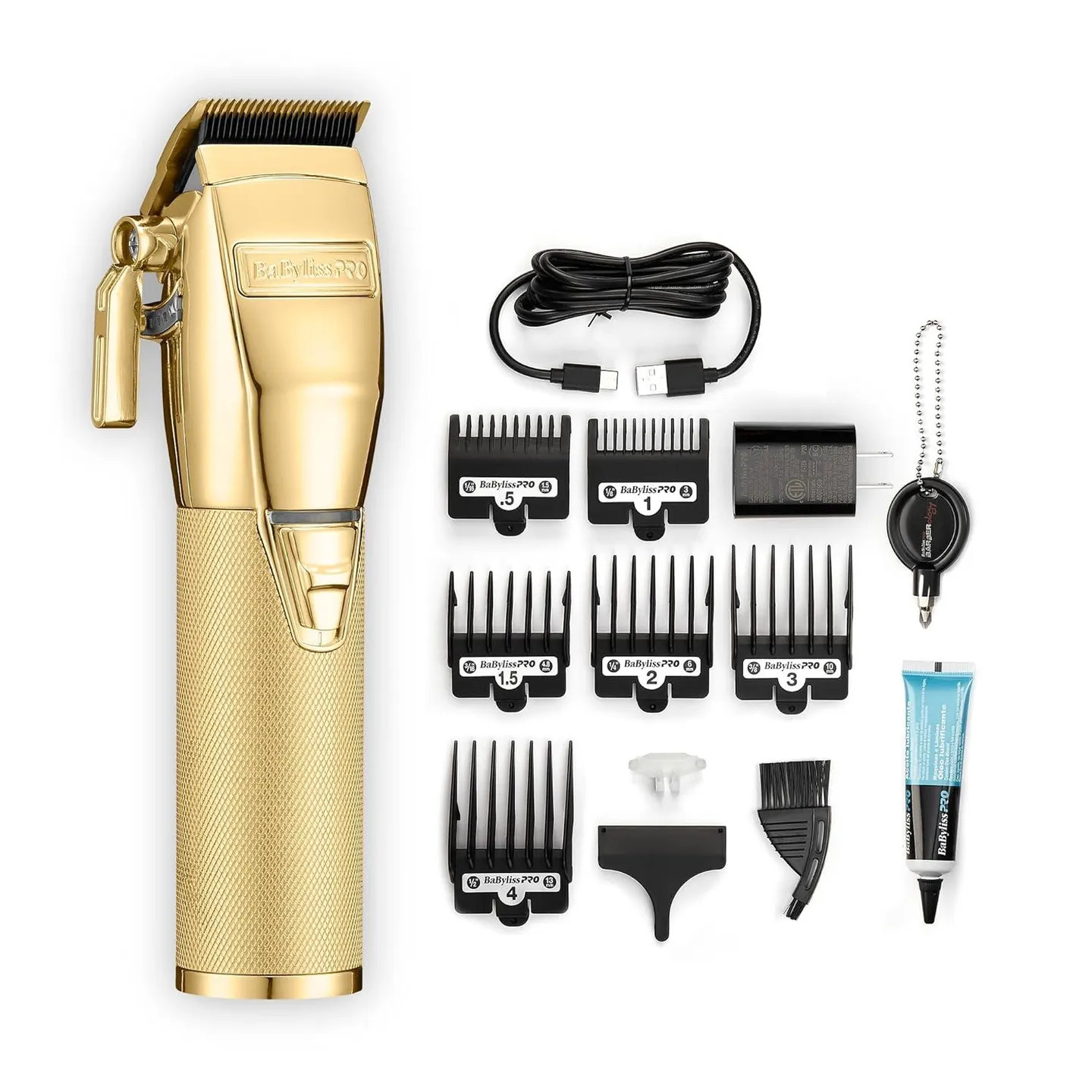 BaBylissPro GoldFX+ Clipper máquina profesional dorada para barberos con motor de alta potencia